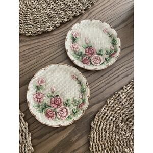 Vintage Takahashi San Francisco Hand Painted Rose Ceramic Floral Plate